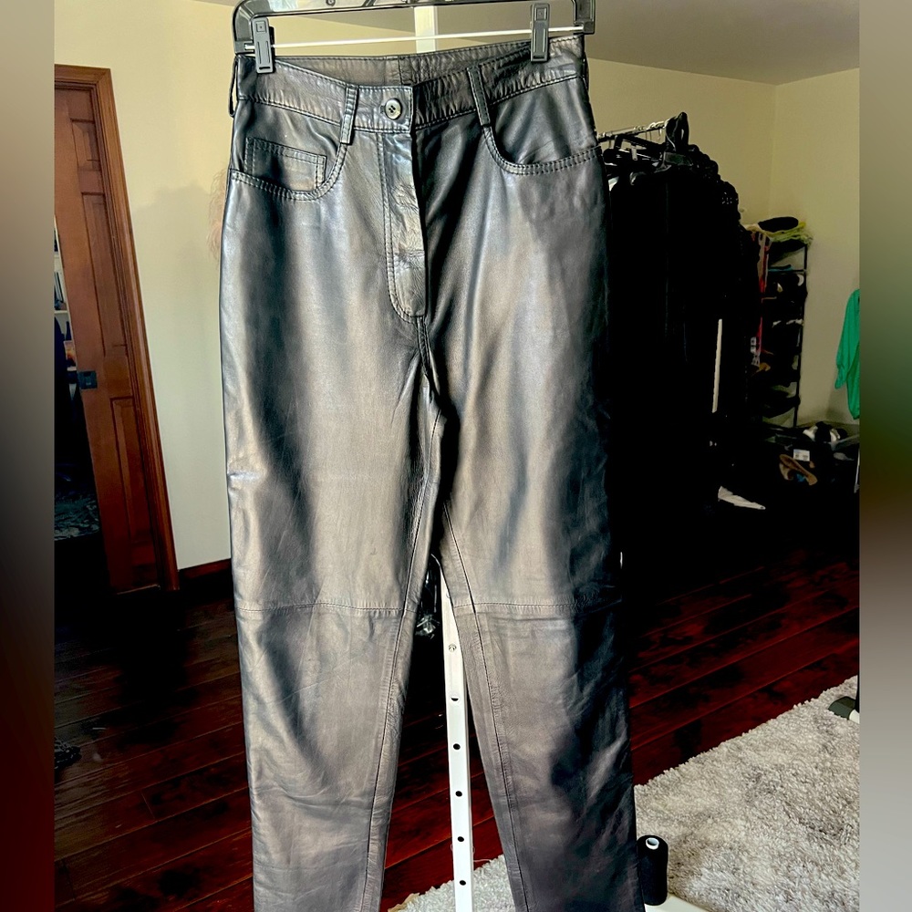 Touche’ Couture Italian Leather Pants Black Size 44 black